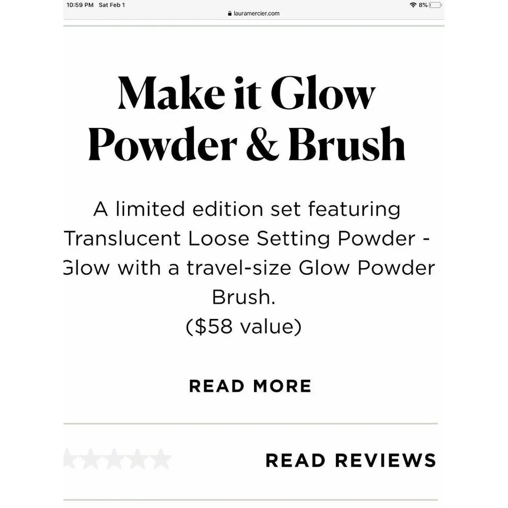LAURA MERCIER-Make it Glow Setting Powder (Medium-Deep/Full Size)+Brush Set-NIB
